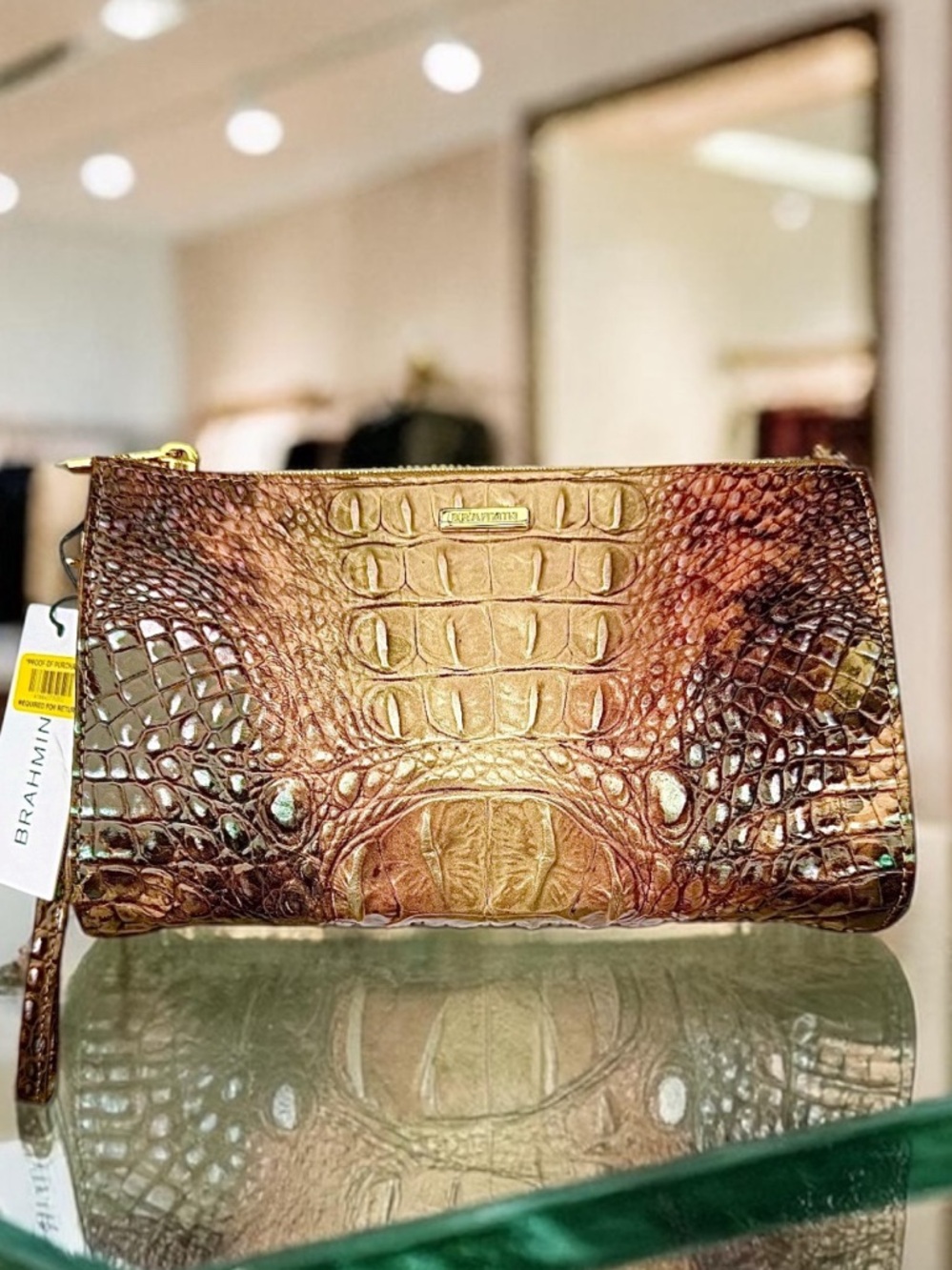 NWT! Brahmin Daisy Diamondback Ombre Melbourne Genuine Leather Wristlet